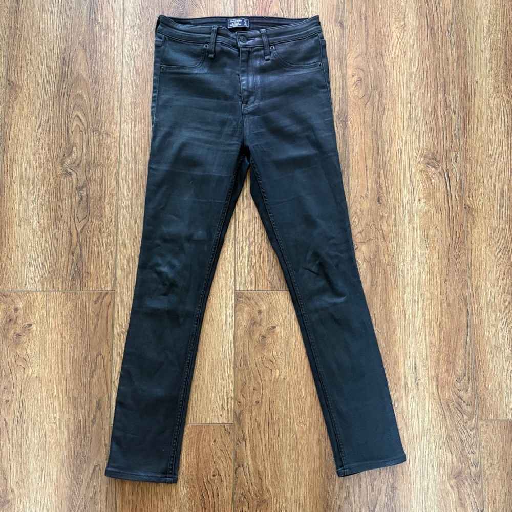 Abercrombie Fitch Simone High Rise Ankle Skinny Jeans Womens 27 Black Coated